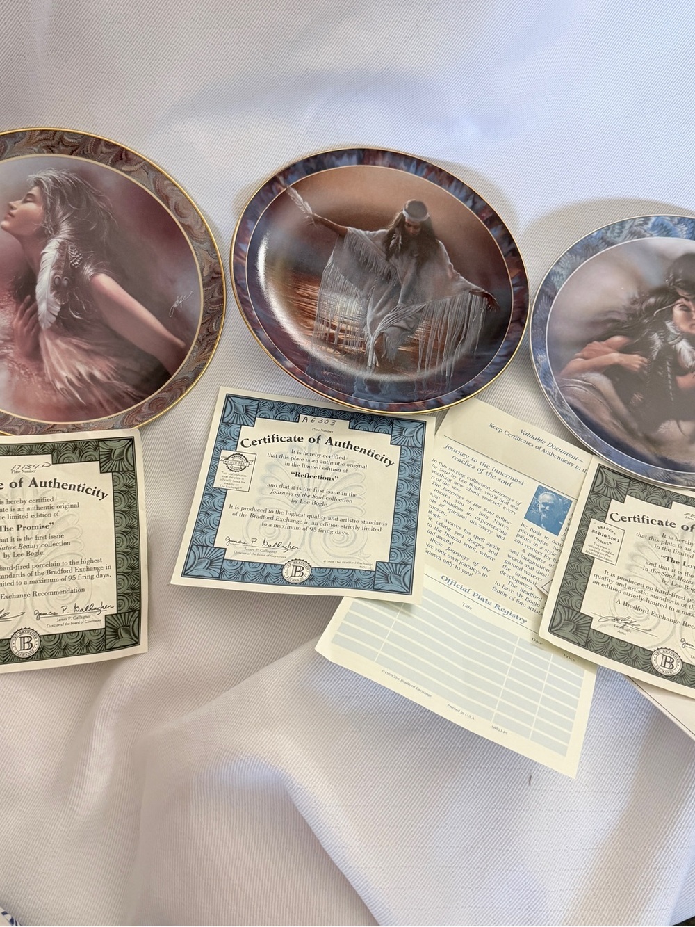 Set of 3 Vintage Bradford Exchange Native Beauty Collector Plates with COAs